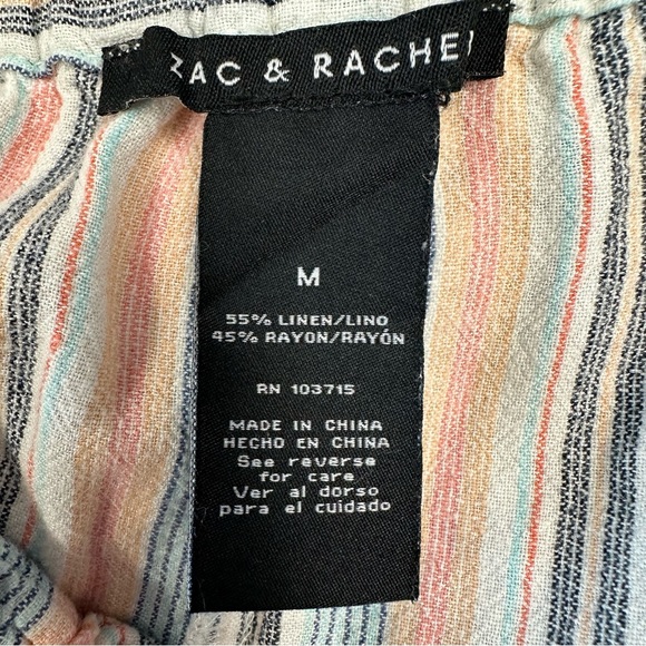 Zac & Rachel striped linen blend cropped wide-leg pants with paperbag waist M - Picture 8 of 9